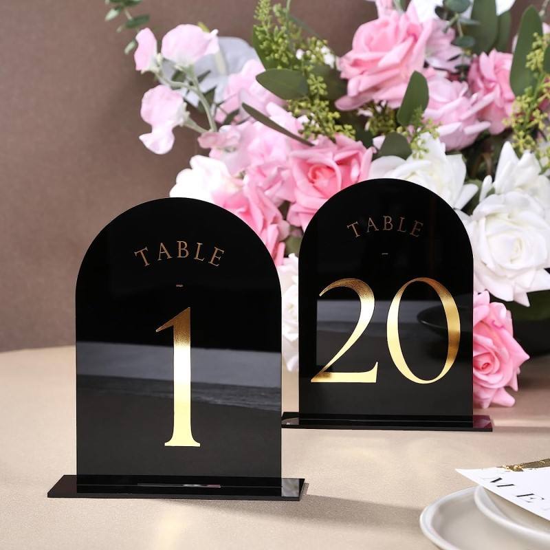Table Number Gold - 아치형 아크릴 테이블 번호 웨딩 센터피스