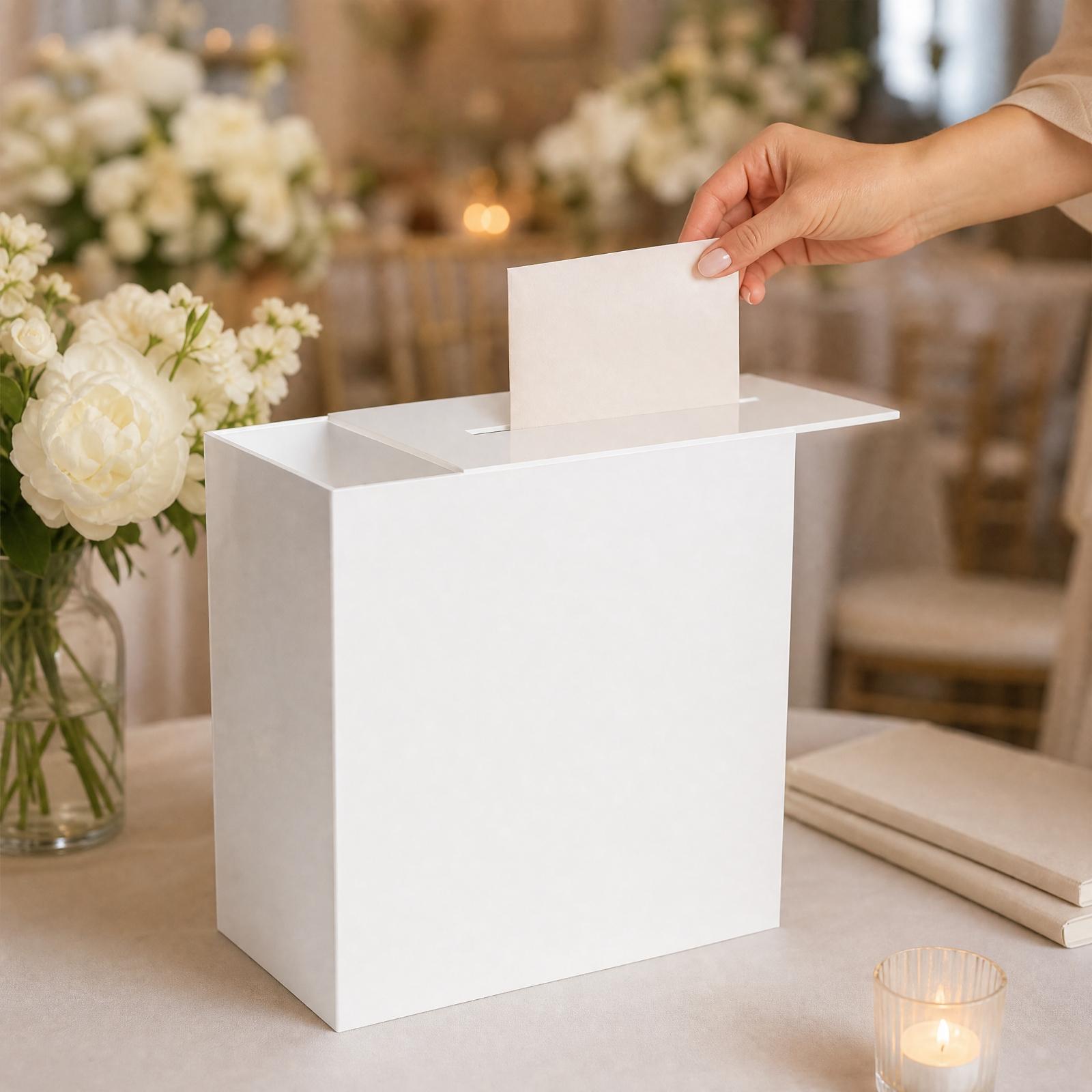 슬라이딩 방식으로 열리는 덮개가 있는 아크릴 카드 보관 - Wedding Card Box 리뷰 및 가격